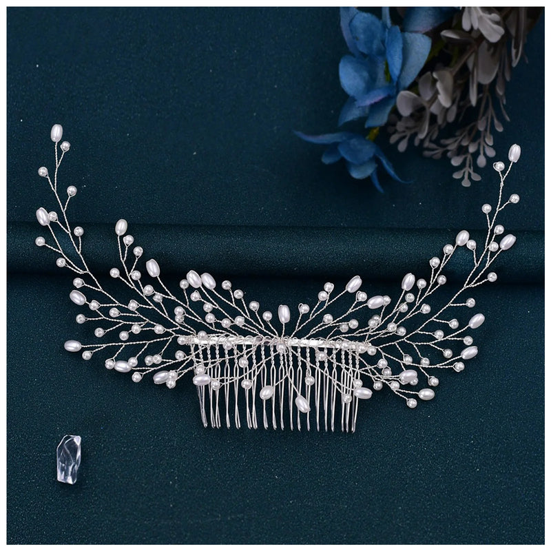 Silver Pearl Wedding Hair Combs Bridal Headpiece