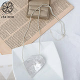 Long Silver Pendant Necklace for Women