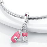 Silver Plata Enamel Cat Charm for Bracelet Necklace DIY Jewelry