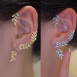 Silver Butterfly Leaf Ear Clips No Piercing Women Sparkling Ear Cuff Clip Earrin