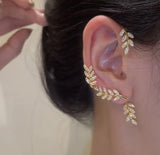 Silver Butterfly Leaf Ear Clips No Piercing Women Sparkling Ear Cuff Clip Earrin