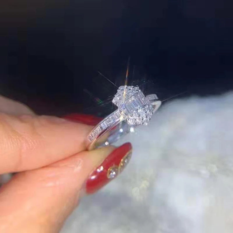 Silver Princess Cut Zirconia Rings for Women