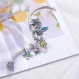 Silver Racer Agent Shield Guitar CZ Dangle Pendant Charm Bead