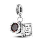 Silver Racer Agent Shield Guitar CZ Dangle Pendant Charm Bead