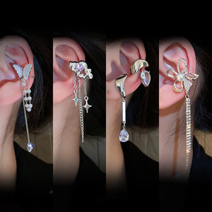 Sparkling Rhinestone Butterfly Ear Clips for Women