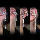Sparkling Rhinestone Butterfly Ear Clips for Women