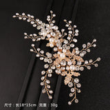 Silver Rhinestone Leaf Headband Tiara Pearl Crystal Hair Comb Bride Headpiece