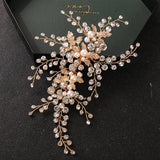 Silver Rhinestone Leaf Headband Tiara Pearl Crystal Hair Comb Bride Headpiece