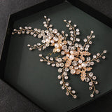 Silver Rhinestone Leaf Headband Tiara Pearl Crystal Hair Comb Bride Headpiece