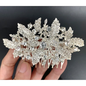 Silver Rhinestone Wedding Hair Combs Leaf Hair Ornaments