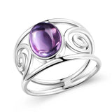 Amethyst Silver Ring for Women Engagement Wedding Gift