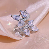 Silver Zircon Ring for Women Wedding Engagement Bridal Party