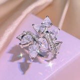 Silver Zircon Ring for Women Wedding Engagement Bridal Party