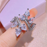 Silver Zircon Ring for Women Wedding Engagement Bridal Party