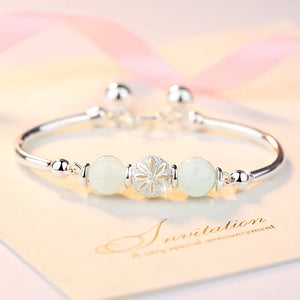 Silver Round Bead Charm Bracelet & Bangle for Women Girls Party Jewelry Gift