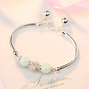 Silver Round Bead Charm Bracelet & Bangle for Women Girls Party Jewelry Gift