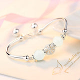 Silver Round Bead Charm Bracelet & Bangle for Women Girls Party Jewelry Gift