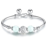 Silver Round Bead Charm Bracelet & Bangle for Women Girls Party Jewelry Gift