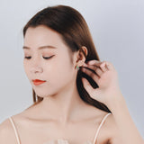 Silver Circle Shaped Earrings With Green Leaves Zircon Ear Studs