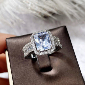 Silver CZ Stone Round Finger Ring Band Wedding Anniversary Gift