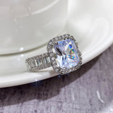 Silver CZ Stone Round Finger Ring Band Wedding Anniversary Gift