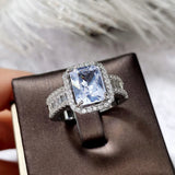 Silver CZ Stone Round Finger Ring Band Wedding Anniversary Gift
