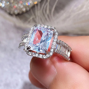 Silver CZ Stone Round Finger Ring Band Wedding Anniversary Gift