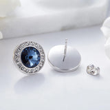 Silver Round Stud Earrings with Real Crystals from Austria