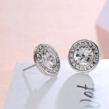 Silver Round Stud Earrings with Real Crystals from Austria