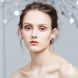 Silver Round Stud Earrings with Real Crystals from Austria