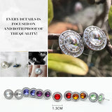 Silver Round Stud Earrings with Real Crystals from Austria