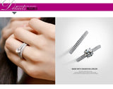 Silver Shining Zircon Ring Set, Women Wedding Ring Set