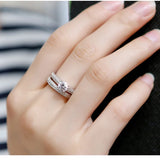 Silver Shining Zircon Ring Set, Women Wedding Ring Set