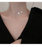 Silver Butterfly Charm Choker Necklace Female Animal Clavicle Chain