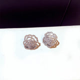 Hollow Rose Stud Earrings Crystal Zircon Hot Earrings