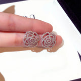 Hollow Rose Stud Earrings Crystal Zircon Hot Earrings