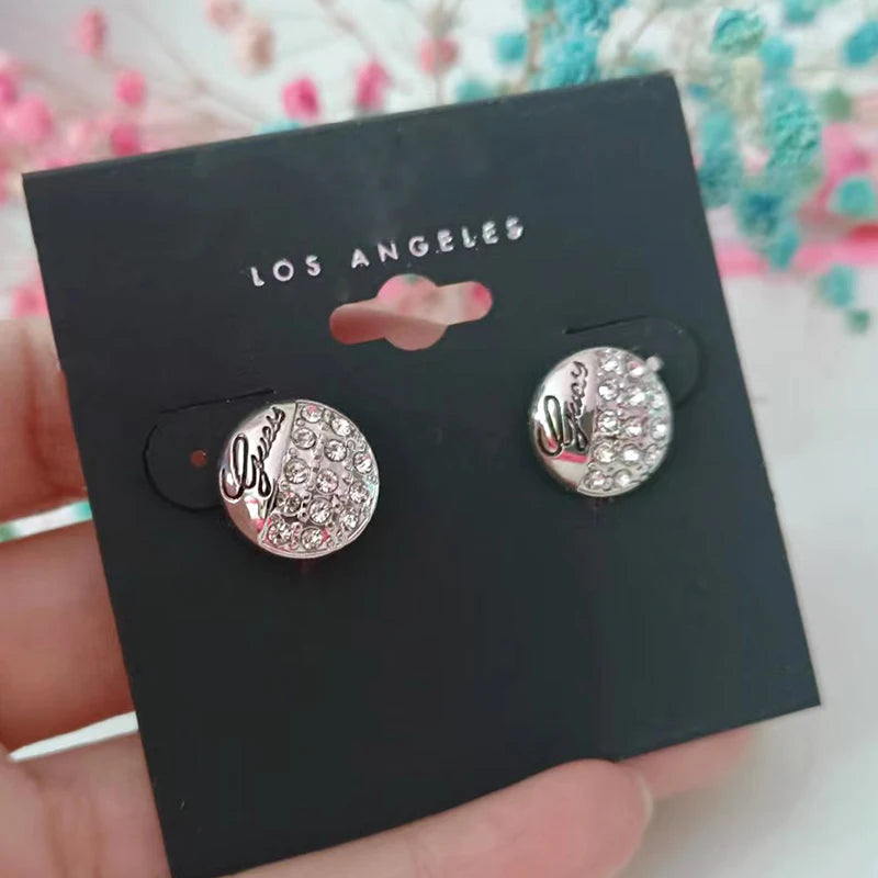 Bling CZ Zircon Stone Stud Earrings With Letters for Women