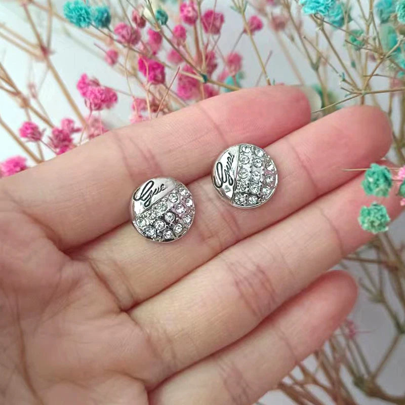 Bling CZ Zircon Stone Stud Earrings With Letters for Women