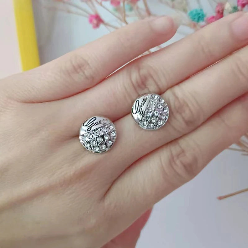Bling CZ Zircon Stone Stud Earrings With Letters for Women