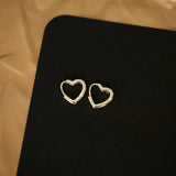 Sweet Hollow Heart Hoop Earrings Silver S-E1312