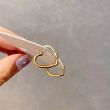 Sweet Hollow Heart Hoop Earrings Silver S-E1312