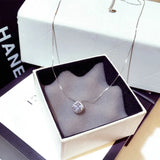 Silver Square Princess Cut Pendant Necklace Bling Zircon Charm Wedding Band