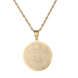 Silver Stainless Steel Mayan Calendar Chain Necklace Women Men Pendants Jewelry