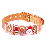 Silver Mesh Bracelet Crystal Santa Charms