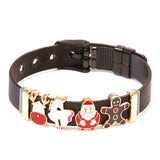 Silver Mesh Bracelet Crystal Santa Charms