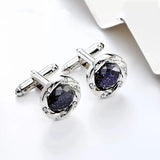Silver Starry Sky Stone Cufflinks Tie Clip Set Men Womens Tie Bars Guests