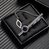 Silver Starry Sky Stone Cufflinks Tie Clip Set Men Womens Tie Bars Guests
