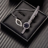 Silver Starry Sky Stone Cufflinks Tie Clip Set Men Womens Tie Bars Guests