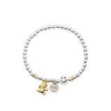 Silver Bead Bracelet with Smile Face Bear Pendant
