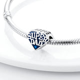 Silver Dad Father Bead Charm for Bracelet Necklace Enamel Jewelry DIY